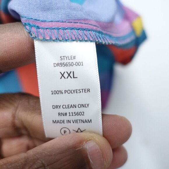 All In Favor Dress Womens 2XL Multicolor Striped 100% Polyester Surplice Neck - Picture 4 of 7